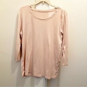J. Jill Pima‎ 3/4 Sleeve Scoop Neck Tee Light Pink